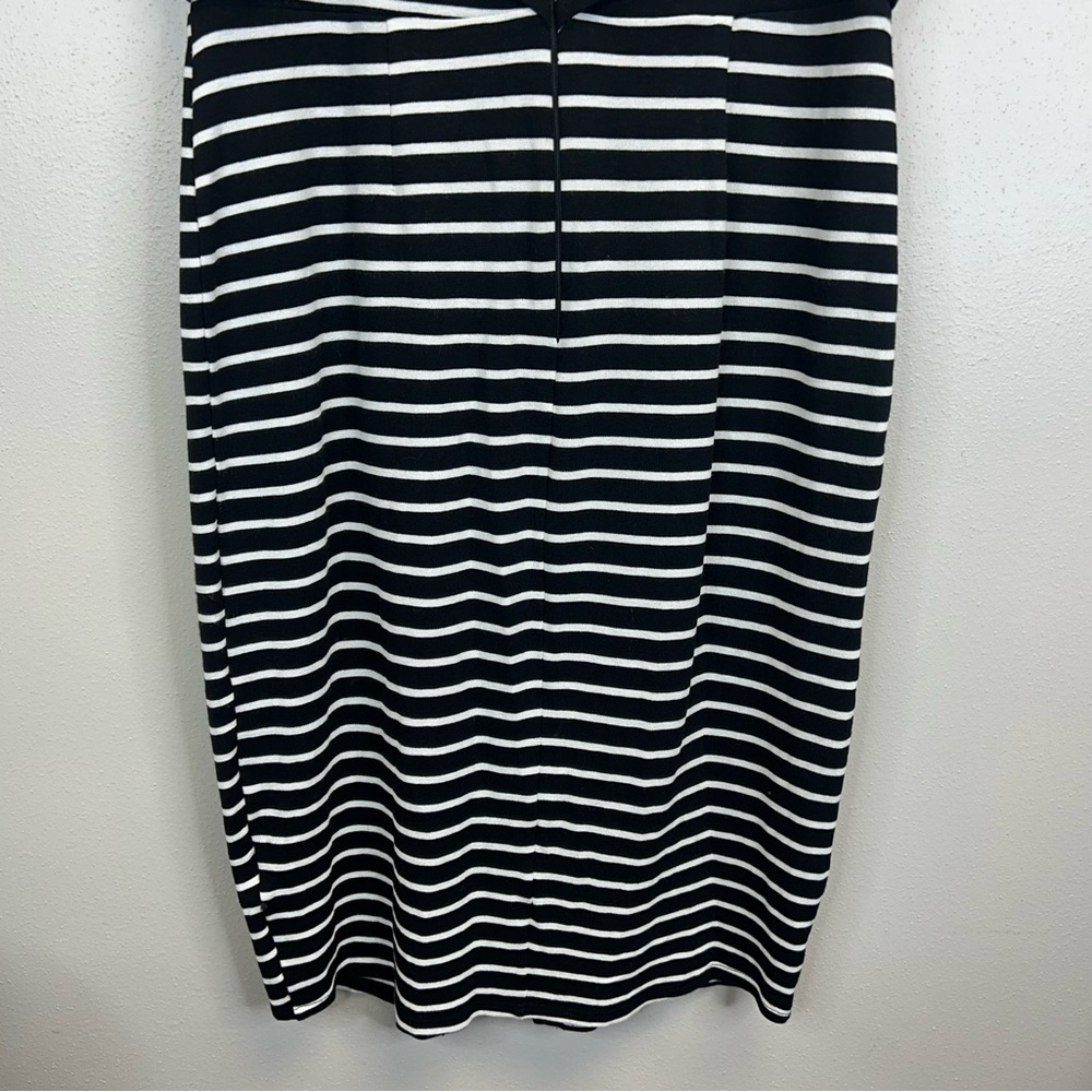 Preppy Striped Midi Dress Jersey Stretch Size 12 Casual Nautical Beachy Neutral - Picture 10 of 11